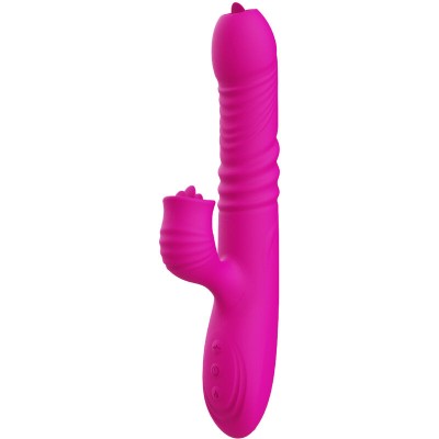 ARMONY - FANNY MULTIFUNÇÃO VIBRADOR DE LÍNGUA DUPLA FÚCSIA EFEITO CALOR - D-238185 - Dona Pimenta