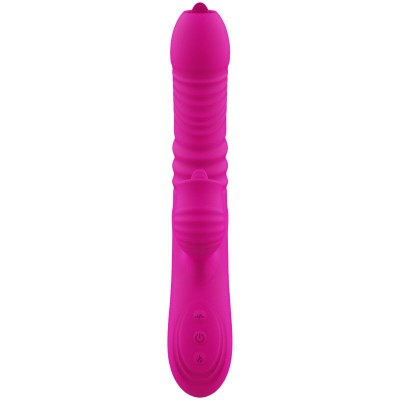 ARMONY - FANNY MULTIFUNÇÃO VIBRADOR DE LÍNGUA DUPLA FÚCSIA EFEITO CALOR - D-238185 - Dona Pimenta