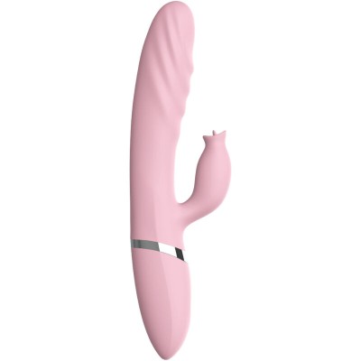 ARMONY - VIBRADOR E THRUSTING COM LÍNGUA DE EFEITO DE CALOR ROSA - D-238180 - Dona Pimenta