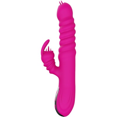 ARMONY - VIBRADOR MULTIFUNCIONAL DE LÍNGUA DUPLA DE COELHO FÚCSIA EFEITO DE CALOR - D-238187 - Dona Pimenta