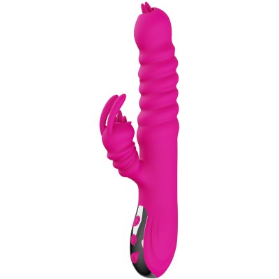 ARMONY - VIBRADOR MULTIFUNCIONAL DE LÍNGUA DUPLA DE COELHO FÚCSIA EFEITO DE CALOR - D-238187 - Dona Pimenta