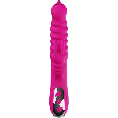 ARMONY - VIBRADOR MULTIFUNCIONAL DE LÍNGUA DUPLA DE COELHO FÚCSIA EFEITO DE CALOR - D-238187 - Dona Pimenta