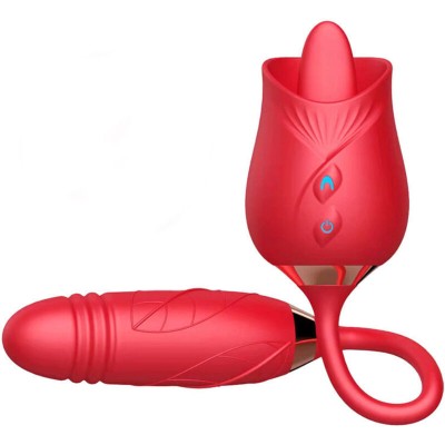 ARMONY - VIBRADOR DE FLOR DELIGHT E IMPULSO COM LÍNGUA VERMELHA - D-238210 - Dona Pimenta