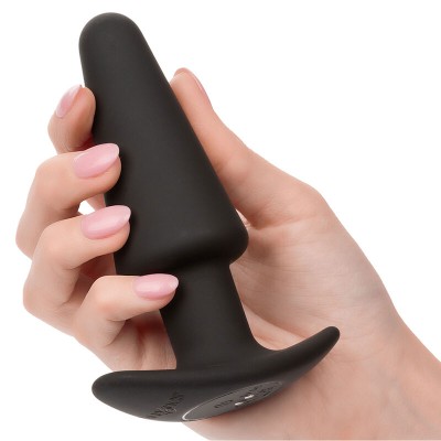 CALEXOTICS - ROCK BOTTOM PLUG ANAL CÚNICO 10 VIBRAÇÕES SILICONE PRETO - D-241434 - Dona Pimenta