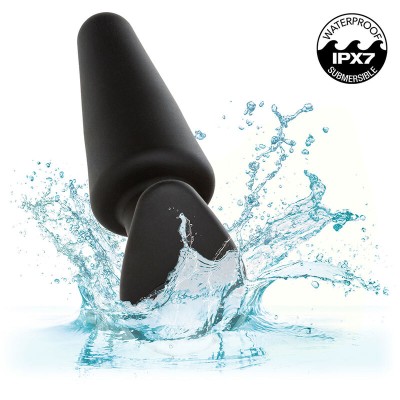 CALEXOTICS - ROCK BOTTOM PLUG ANAL CÚNICO 10 VIBRAÇÕES SILICONE PRETO - D-241434 - Dona Pimenta
