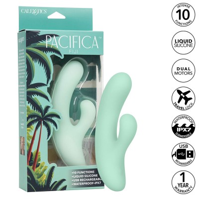 CALEXOTICS - PACIFICA FIJI VIBRADOR E ESTIMULADOR PONTO G 10 VIBRAÇÕES AQUA - D-241419 - Dona Pimenta