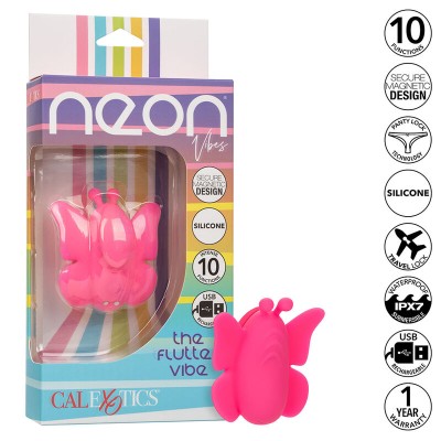 CALEXOTICS - NEON VIBES FLUTTER VIBE  ESTIMULADOR DE VIBRAÇÃO 10 VIBRAÇÕES ROSA - D-241460 - Dona Pimenta