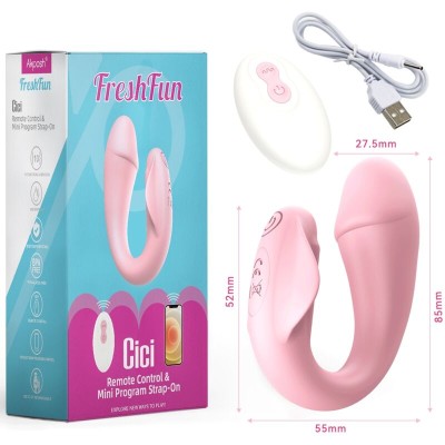 ARMONY - FRESHFUN CICI STAP-ON VIBRADOR CONTROLE REMOTO E APLICATIVO 10 VIBRAÇÕES ROSA - D-241132 - Dona Pimenta