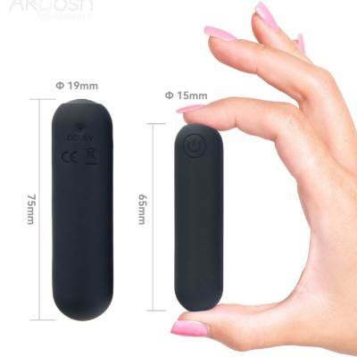 ARMONY -SPLASH HEHE VIBRADOR BALA SILICONE 10 VIBRAÇÕES 65 X 15 CM PRETO - D-241133 - Dona Pimenta