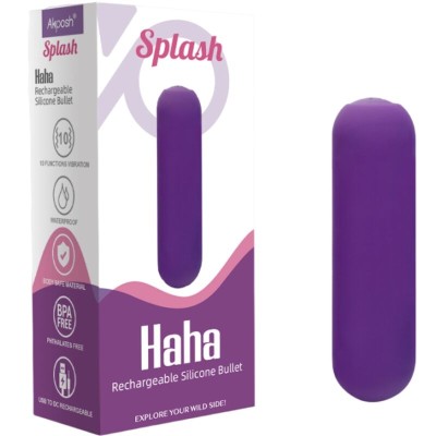 ARMONY - SPLASH HAHA VIBRADOR BALA SILICONE 10 VIBRAÇÕES 75 X 19 CM ROXO - D-241137 - Dona Pimenta