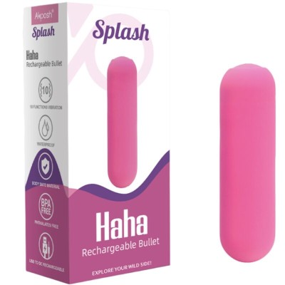 ARMONY - SPLASH HAHA VIBRADOR BALA SILICONE 10 VIBRAÇÕES 75 X 19 CM ROSA - D-241140 - Dona Pimenta