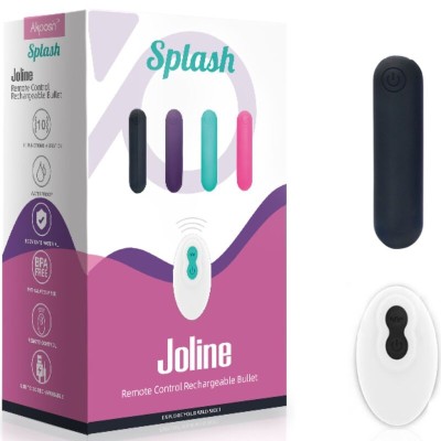 ARMONY - SPLASH JOLINE VIBRADOR BALA SILICONE CONTROLE REMOTO 10 VIBRAÇÕES 65 X 15 CM PRETO - D-241144 - Dona Pimenta