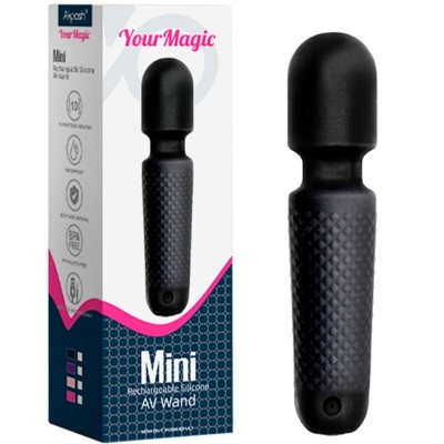 ARMONY - YOUR MAGIC MASSAGER E VIBRADOR RECARREGÁVEL 10 VIBRAÇÕES WAND DOTS PRETO - D-241121 - Dona Pimenta