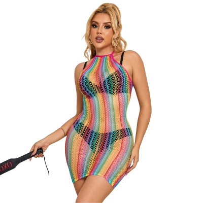 SUBBLIME - 952341 BODYSTOCKING RAINBOW FISHNET TAMANHO ÚNICO - D-241383 - Dona Pimenta