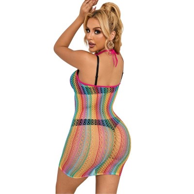 SUBBLIME - 952341 BODYSTOCKING RAINBOW FISHNET TAMANHO ÚNICO - D-241383 - Dona Pimenta