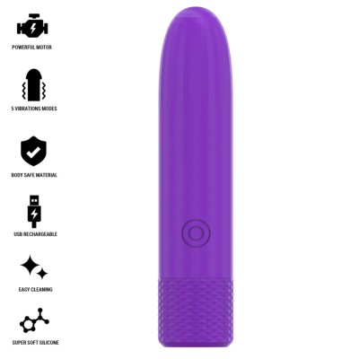 INTENSE - SYMONE  USB RECARREGÁVEL VIBRATÓRIA BULLET 8 VIBRAÇÕES ROXO 10 X 2,2 CM - D-241916 - Dona Pimenta