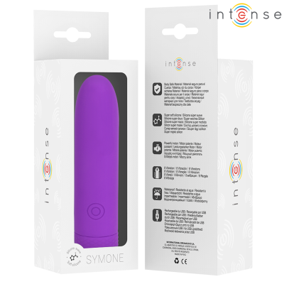 INTENSE - SYMONE  USB RECARREGÁVEL VIBRATÓRIA BULLET 8 VIBRAÇÕES ROXO 10 X 2,2 CM - D-241916 - Dona Pimenta