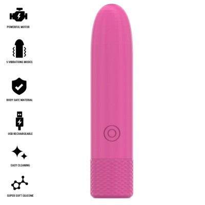 INTENSE - SYMONE  USB RECARREGÁVEL VIBRATÓRIA BULLET 8 VIBRAÇÕES ROSA 10 X 2,2 CM - D-241917 - Dona Pimenta