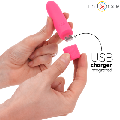 INTENSE - SYMONE  USB RECARREGÁVEL VIBRATÓRIA BULLET 8 VIBRAÇÕES ROSA 10 X 2,2 CM - D-241917 - Dona Pimenta