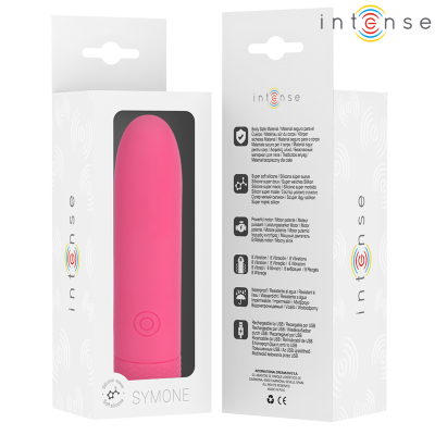 INTENSE - SYMONE  USB RECARREGÁVEL VIBRATÓRIA BULLET 8 VIBRAÇÕES ROSA 10 X 2,2 CM - D-241917 - Dona Pimenta