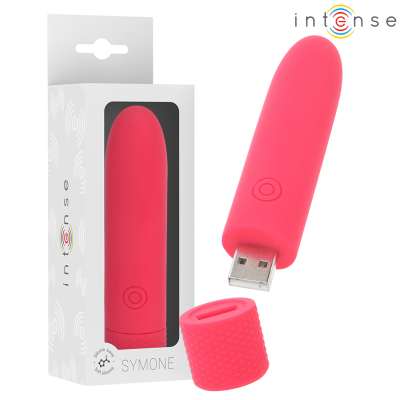 INTENSE - SYMONE USB RECARREGÁVEL VIBRATÓRIA BULLET 8 VIBRAÇÕES VERMELHO 10 X 2,2 CM - D-241918 - Dona Pimenta