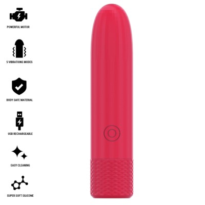 INTENSE - SYMONE USB RECARREGÁVEL VIBRATÓRIA BULLET 8 VIBRAÇÕES VERMELHO 10 X 2,2 CM - D-241918 - Dona Pimenta