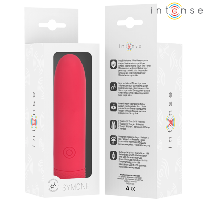 INTENSE - SYMONE USB RECARREGÁVEL VIBRATÓRIA BULLET 8 VIBRAÇÕES VERMELHO 10 X 2,2 CM - D-241918 - Dona Pimenta