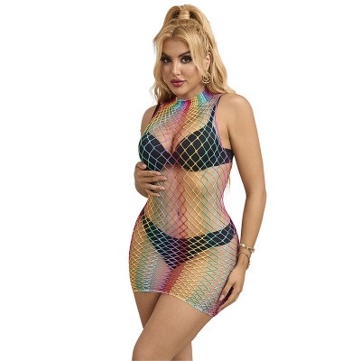 SUBBLIME - 952433 RAINBOW GOLA ALTA SEM MANGAS FISHNET BODYSTOCKING TAMANHO ÚNICO - D-241392 - Dona Pimenta