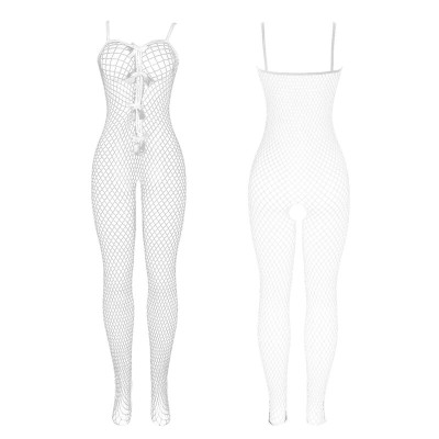SUBBLIME - 951740 BODYSTOCKING BRANCO REDE DE ARRASTO SEM FUNDO COM LAOS TAMANHO ÚNICO - D-241323 - Dona Pimenta