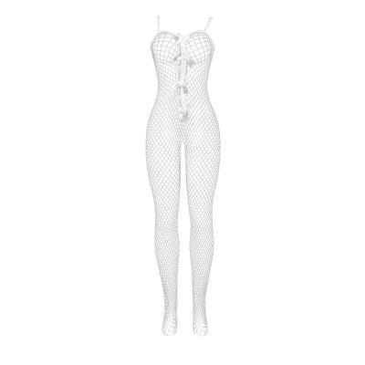 SUBBLIME - 951740 BODYSTOCKING BRANCO REDE DE ARRASTO SEM FUNDO COM LAOS TAMANHO ÚNICO - D-241323 - Dona Pimenta