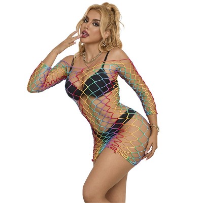 SUBBLIME - 952426 RAINBOW MANGA LONGA FISHNET BODYSTOCKING TAMANHO ÚNICO - D-241391 - Dona Pimenta