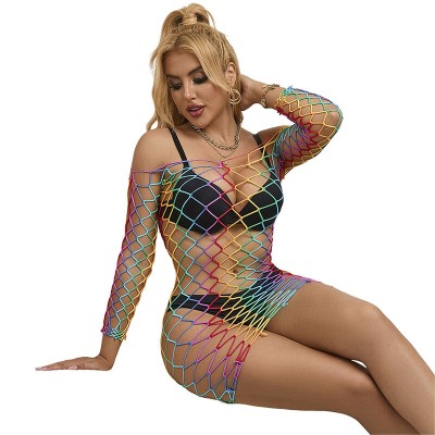 SUBBLIME - 952426 RAINBOW MANGA LONGA FISHNET BODYSTOCKING TAMANHO ÚNICO - D-241391 - Dona Pimenta
