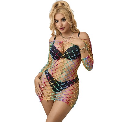 SUBBLIME - 952426 RAINBOW MANGA LONGA FISHNET BODYSTOCKING TAMANHO ÚNICO - D-241391 - Dona Pimenta