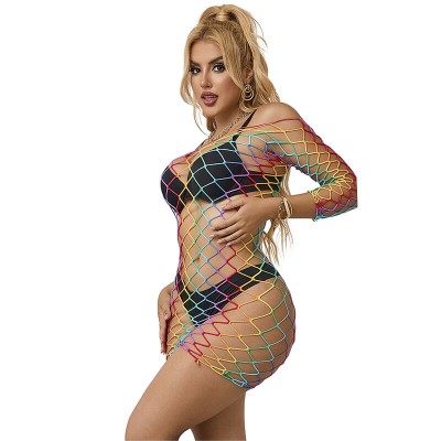 SUBBLIME - 952426 RAINBOW MANGA LONGA FISHNET BODYSTOCKING TAMANHO ÚNICO - D-241391 - Dona Pimenta