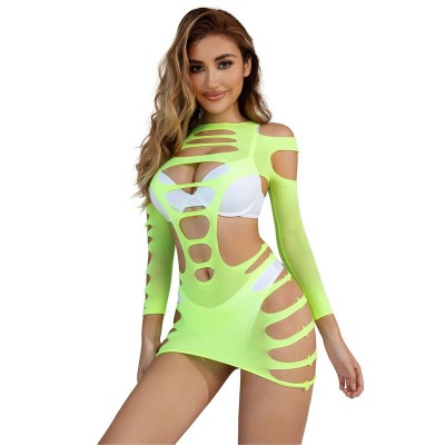 SUBBLIME - 952280 BODYSTOCKING VERDE MANGA LONGA COM REDE ELSTICA TAMANHO ÚNICO - D-241377 - Dona Pimenta