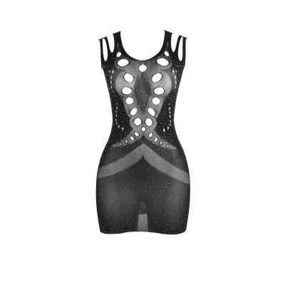 SUBBLIME - 952198 BODYSTOCKING DE REDE COM DIAMANTES BRILHANTES PRETO TAMANHO ÚNICO - D-241368 - Dona Pimenta