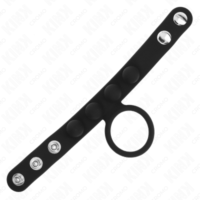 KINK - ANEL DE COURO PARA PÉNIS 3,5 CM COM FECHO DE PRESSÃO 23 X 2 CM - D-241243 - Dona Pimenta