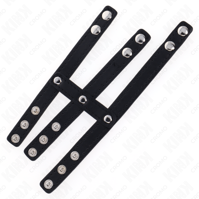 KINK - ANEL DE COURO TRIPLO PARA PÉNIS COM FECHO DE PRESSÃO - D-241245 - Dona Pimenta