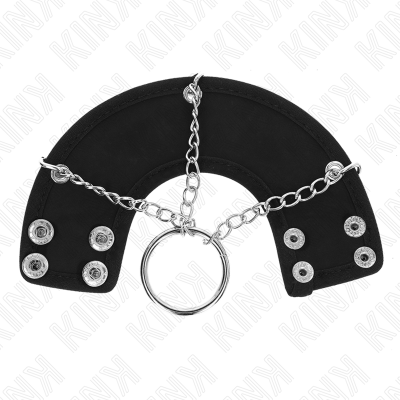 KINK - ANEL PARA PÉNIS 4 CM CORRENTE 7 CM METAL COM CINTO DE COURO - D-241248 - Dona Pimenta