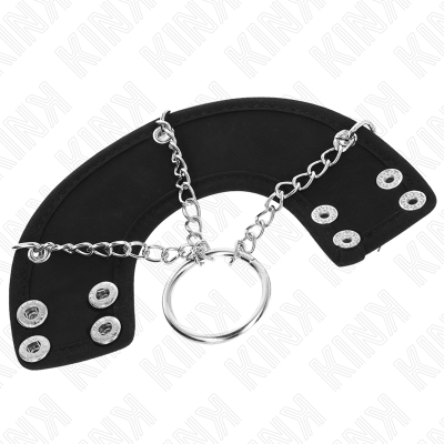 KINK - ANEL PARA PÉNIS 4 CM CORRENTE 7 CM METAL COM CINTO DE COURO - D-241248 - Dona Pimenta