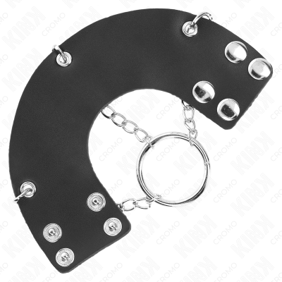 KINK - ANEL PARA PÉNIS 4 CM CORRENTE 7 CM METAL COM CINTO DE COURO - D-241249 - Dona Pimenta