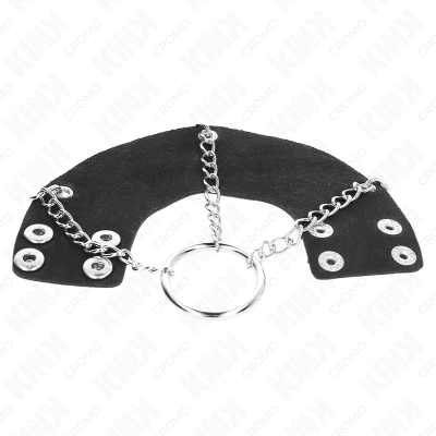 KINK - ANEL PARA PÉNIS 4 CM CORRENTE 7 CM METAL COM CINTO DE COURO - D-241249 - Dona Pimenta
