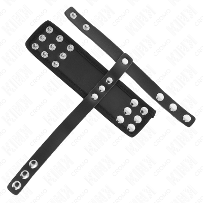 KINK - ANEL DE GAIOLA DE PÉNIS DE COURO COM TIRA DIVISORA DE BOLAS REVESTIDA AJUSTÁVEL - D-241250 - Dona Pimenta