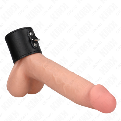 KINK - ANEL DE COURO PARA PÉNIS COM FECHO DE PRESSÃO 18 X 5 CM - D-241257 - Dona Pimenta