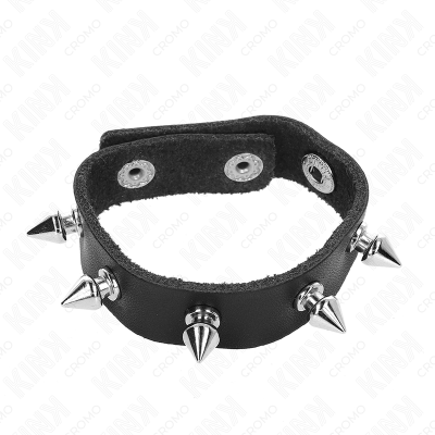 KINK - ANEL DE COURO PARA PÉNIS COM FECHO DE PRESSÃO FORRO VERMELHO 21 X 1,5 CM - D-241260 - Dona Pimenta
