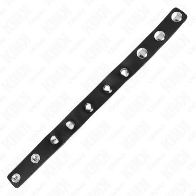 KINK - ANEL DE COURO PARA PÉNIS COM FECHO DE PRESSÃO FORRO VERMELHO 21 X 1,5 CM - D-241260 - Dona Pimenta