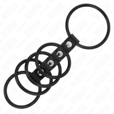 KINK - 5 ANÉIS DE SILICONE 3,8 CM A 4,8 CM CONECTADOS POR COURO - D-241272 - Dona Pimenta