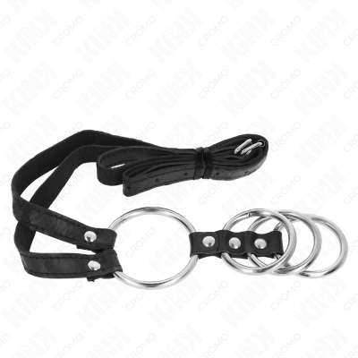 KINK - 4 ANÉIS DE METAL CONECTADOS DE 3,8 CM A 5 CM COM CINTO DE COURO 112 CM - D-241274 - Dona Pimenta