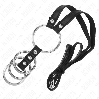 KINK - 4 ANÉIS DE METAL CONECTADOS DE 3,8 CM A 5 CM COM CINTO DE COURO 112 CM - D-241274 - Dona Pimenta