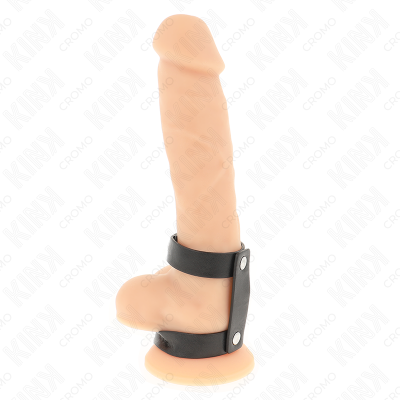 KINK - ANEL DE PÉNIS DUPLO DE COURO AJUSTÁVEL - D-241282 - Dona Pimenta